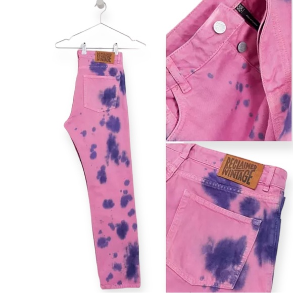 RECLAIMED VINTAGE | Tie Dye Pink and Purple Jeans - Picture 9 of 9